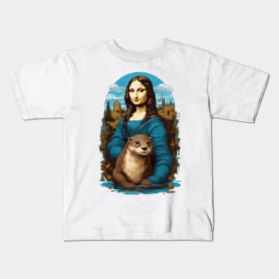 Otter with Mona lisa Kids T-Shirt